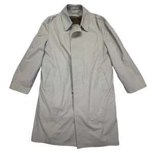 Vintage London Fog Trench Coat Tan Raincoat Removable Liner 40 Long